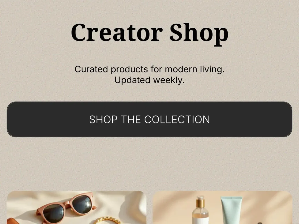 Link in Bio Storefront – Creator Shop Carrd Template