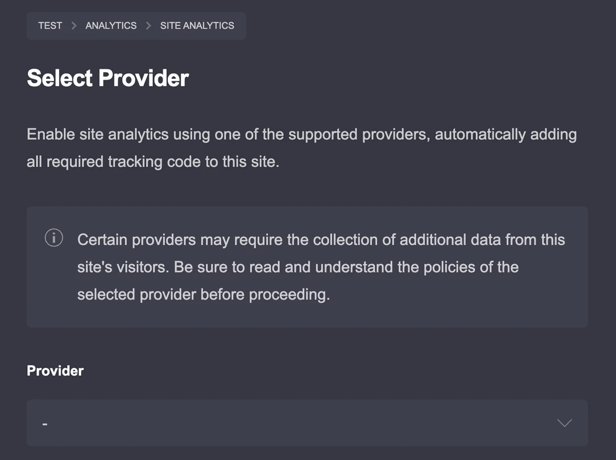 Carrd Google Analytics – Select Provider