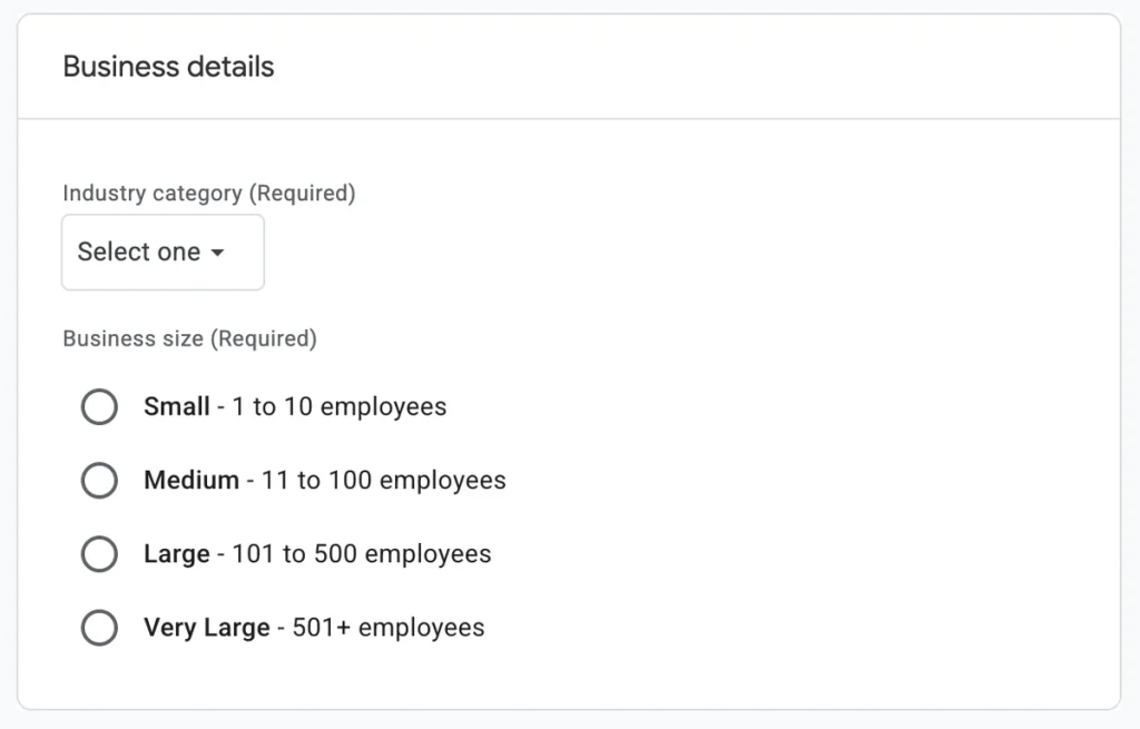 Google Analytics - Business Details