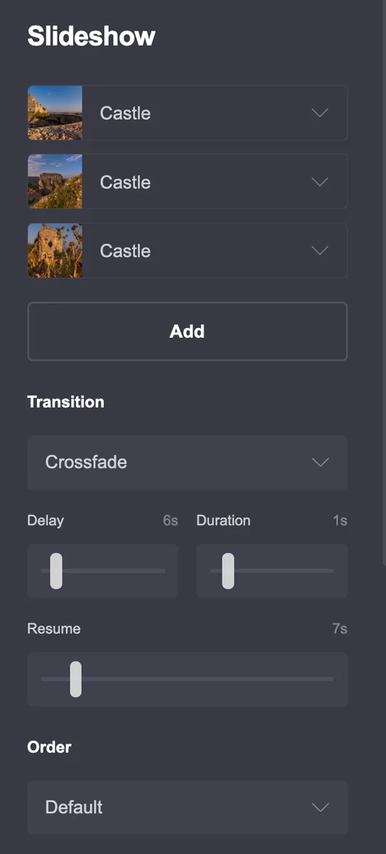 Carrd Slideshow Settings