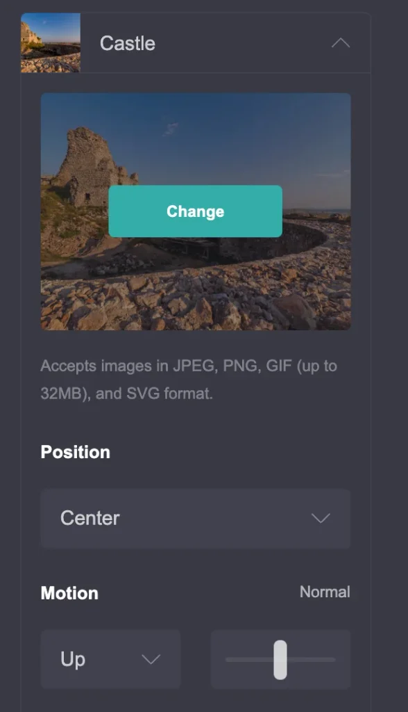 Carrd Slideshow Image Settings