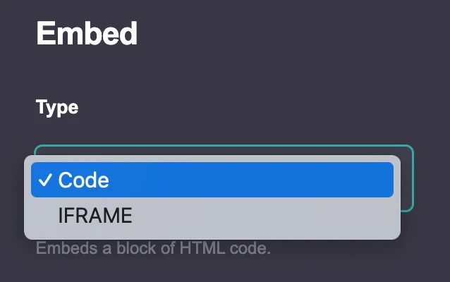 Carrd Embed Element Type