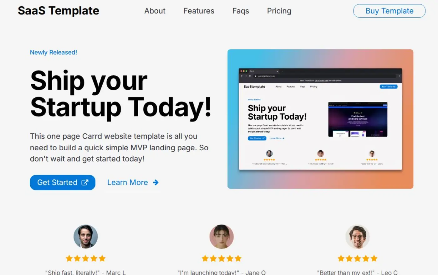 Carrd Saas Template - SaaS Landing Page by TemplateHQ