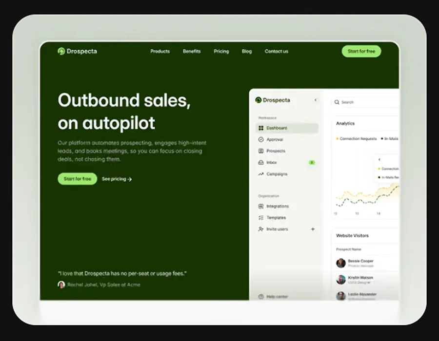 framer free saas landing page template - Drospecta