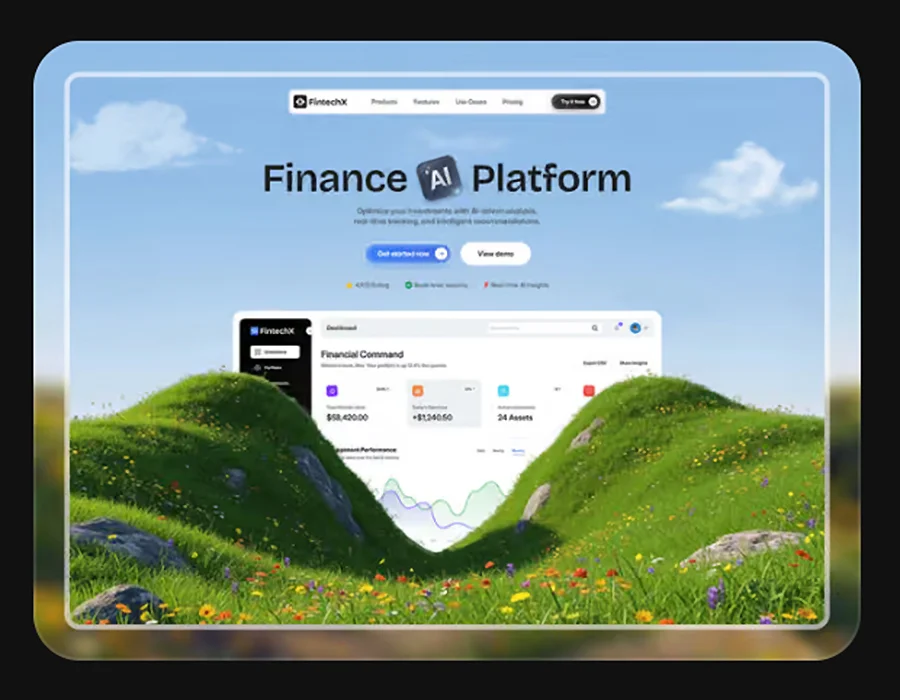 framer free saas landing page template - FintechX